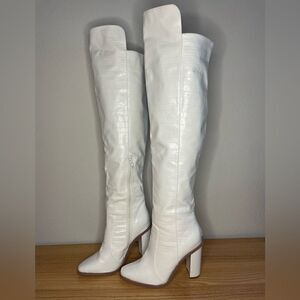 White Knee High Boots